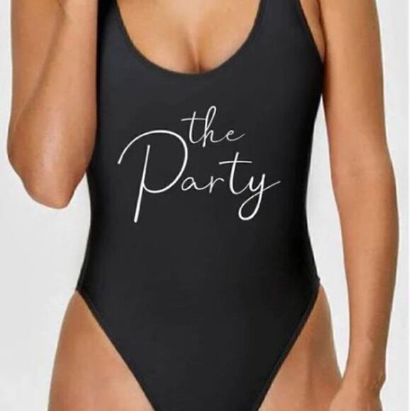 Black High Cut One Piece Swimsuit "The Party" Size Large - Picture 1 of 6